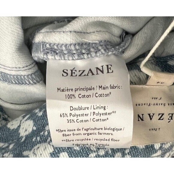 Sézane High-Waist Floral Tapered Jeans FR 34/US 2 Blue White NWT - Picture 12 of 12